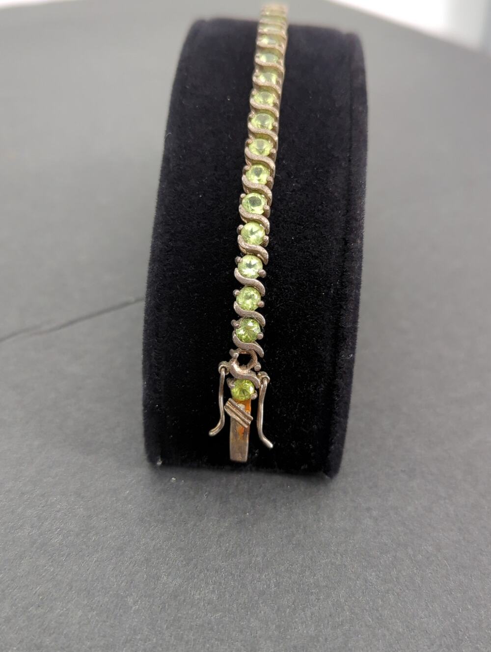 Vintage BRACELET FAB Sterling Silver 925 Tennis bracelet Peridot Green Stones